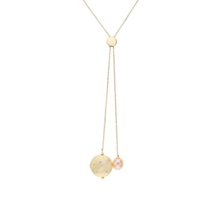 Серебряное колье с барочным жемчугом и фианитами с позолотой 3920₽