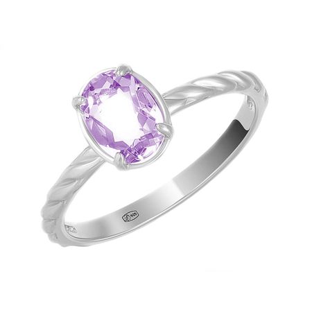 Серебряное кольцо с аметистом и родированием 990₽