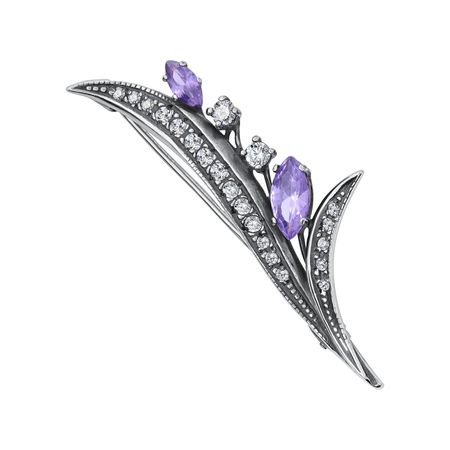 Серебряная брошь с фианитами и чернением 2800₽