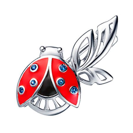 Брошь Божья коровка из серебра с эмалью и фианитами 1400₽