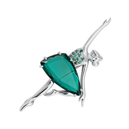 Серебряная брошь с ювелирным кристаллом и фианитами 2790₽