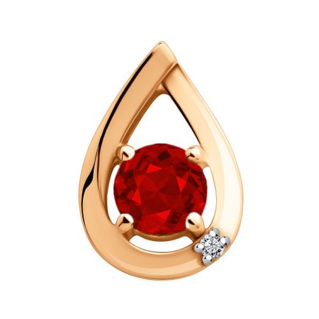 Золотая подвеска с гранатом и бриллиантом с родированием 8490₽