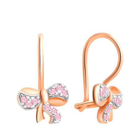 Золотые детские серьги Бант с фианитами 17990₽