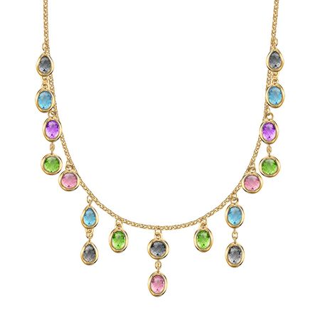 Серебряное колье с фианитами и позолотой р 50-55 11240₽