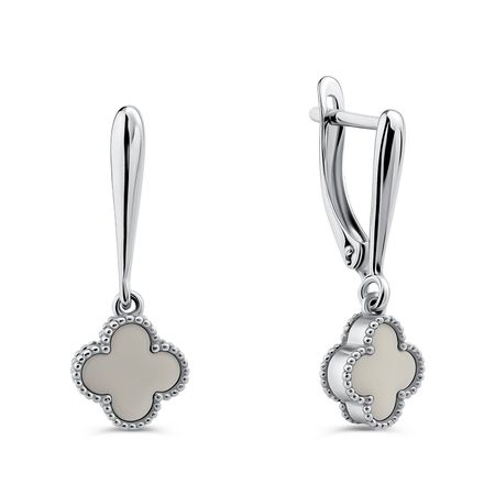 Серебряные серьги с перламутром и родированием 3590₽