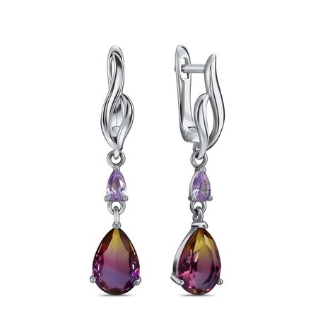 Серебряные серьги с аметринами и кварцем 2990₽