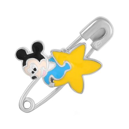 Брошь-булавка детская Микки Маус из серебра с эмалью 1190₽