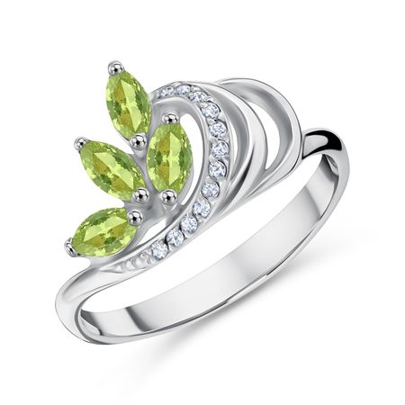 Серебряное кольцо с хризолитами и фианитами 1380₽