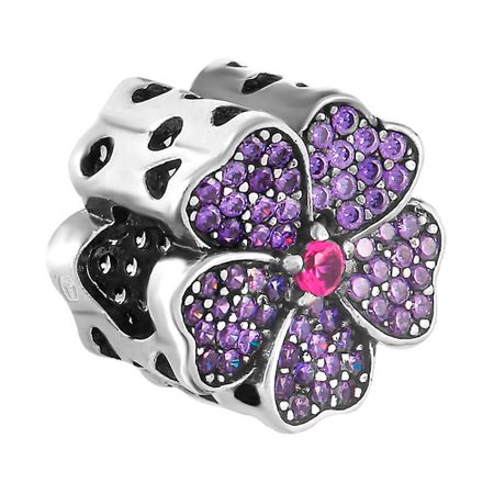 Подвеска-шарм Цветок из серебра с рубином и фианитами 1990₽