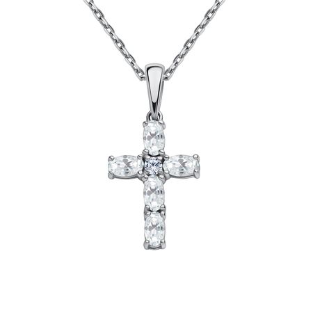Серебряная подвеска Крест с фианитами и родированием 1290₽