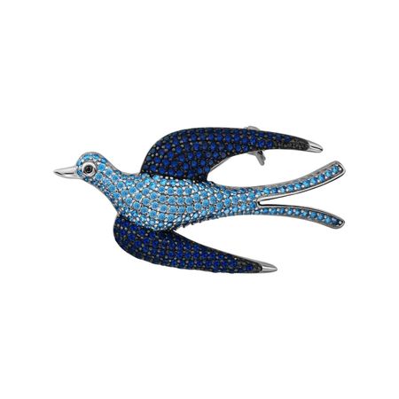 Серебряная брошь со шпинелью и фианитами 5000₽