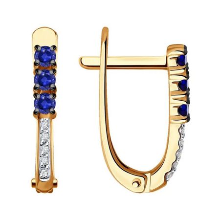 Золотые серьги с сапфирами и бриллиантами с родированием 68990₽