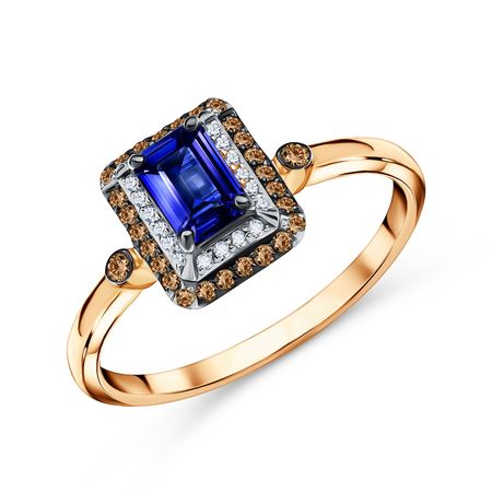 Золотое кольцо с сапфиром и бриллиантами 107990₽