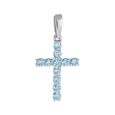 Серебряная подвеска Крест с фианитами и родированием 249₽