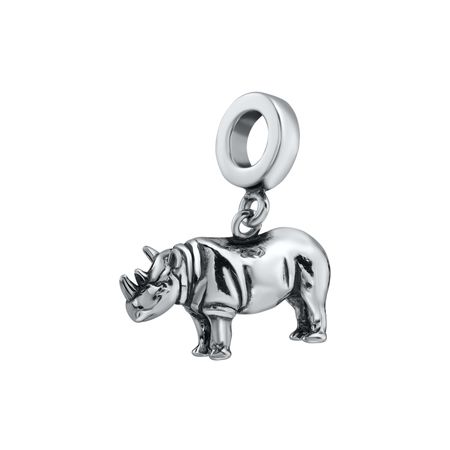 Серебряный шарм Носорог с чернением 1490₽