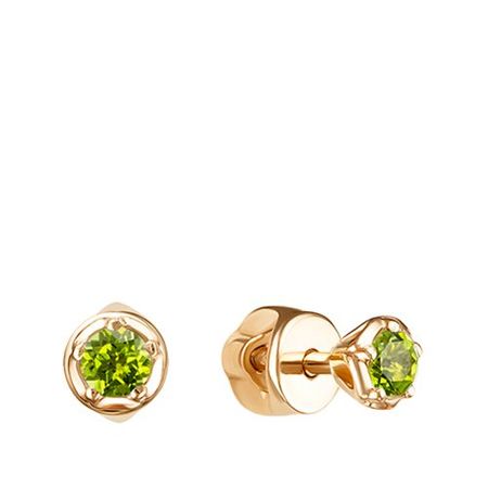 Золотые серьги с хризолитом 30490₽