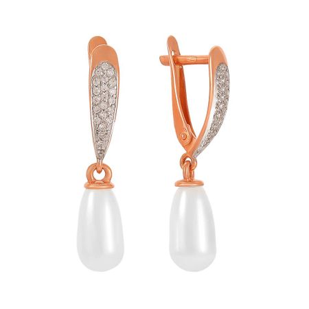 Серьги TALANT из серебра с жемчугом и фианитами 2490₽