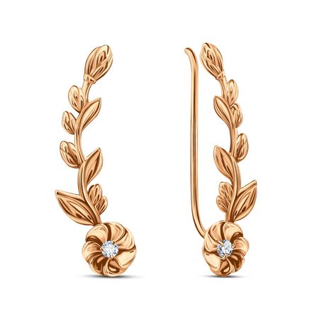 Золотые серьги Цветок с фианитами 22990₽