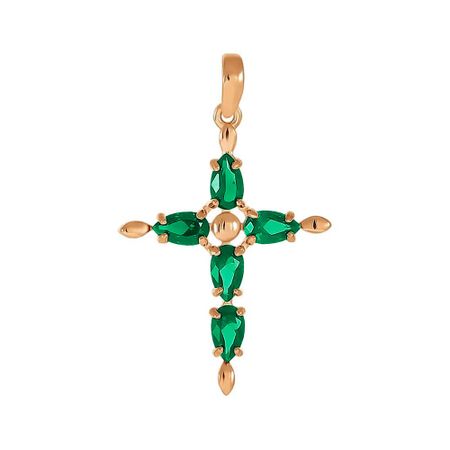 Золотая подвеска Крест с изумрудами 17490₽