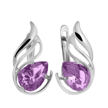 Серебряные серьги с ювелирными кристаллами и родированием 2390₽