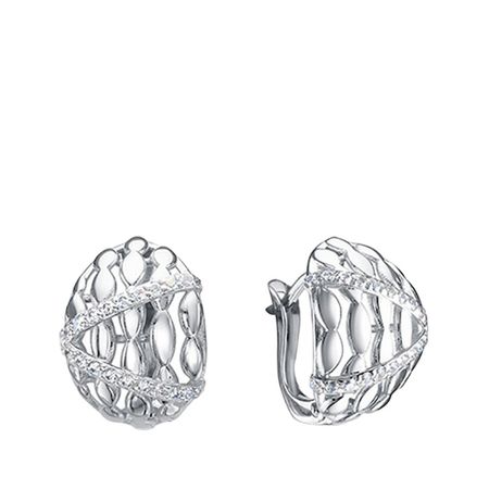 Серебряные серьги с фианитами и родированием 2490₽