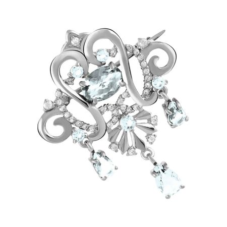 Серебряная брошь с фианитами и родированием 1330₽