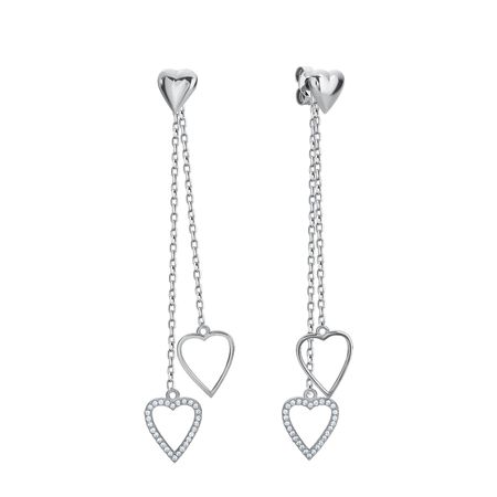 Серебряные серьги Сердце с фианитами 2490₽