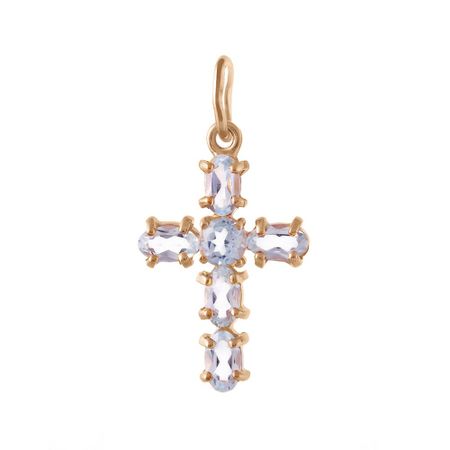 Подвеска-крестик из серебра с топазами 1190₽