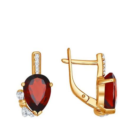 Серьги из золота с гранатом и фианитами 53990₽