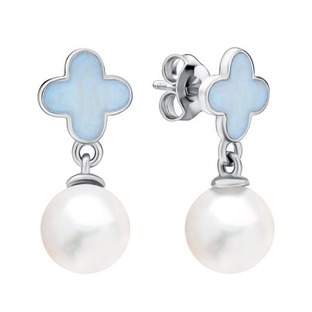 Серебряные серьги с жемчугом и родированием 2000₽