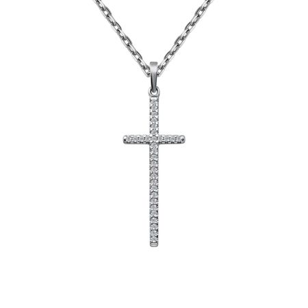 Серебряная подвеска Крест с фианитами и родированием 1400₽