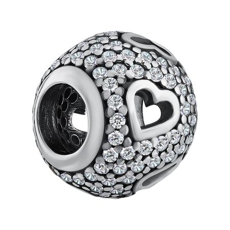 Серебряный шарм Сердце с фианитами и чернением 690₽