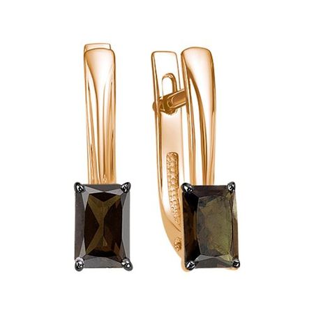 Золотые серьги с раухтопазами и родированием 40490₽