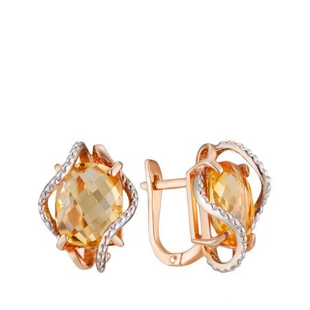 Золотые серьги с цитринами 48490₽