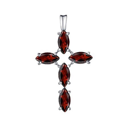 Подвеска-крестик из серебра с гранатом 2390₽
