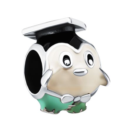 Серебряный шарм Пингвин с эмалью и чернением 990₽