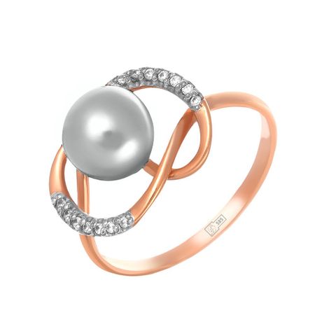 Золотое кольцо с жемчугом и фианитами 31990₽
