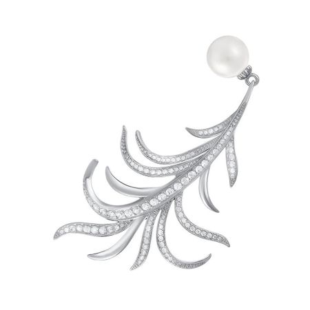 Брошь из серебра с жемчугом SWAROVSKI и фианитами 3990₽