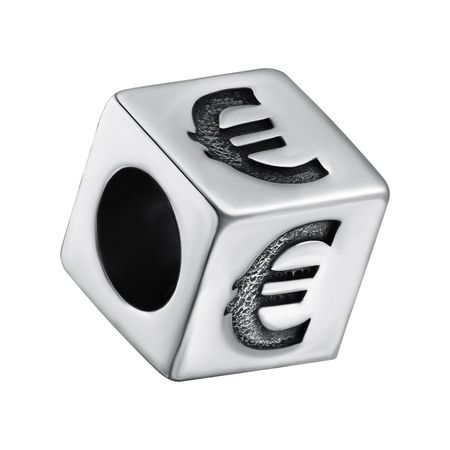 Серебряный шарм Кубик с символом Евро и чернением 890₽