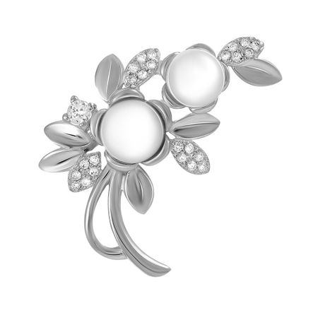 Брошь из серебра с жемчугом и фианитами 3990₽