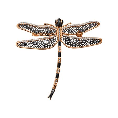 Серебряная брошь с эмалью и кристаллами с фианитами и позолотой 5990₽