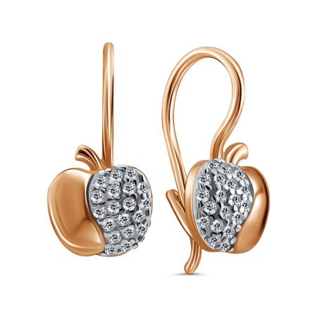 Серебряные детские серьги Яблоко с фианитами и позолотой 1190₽
