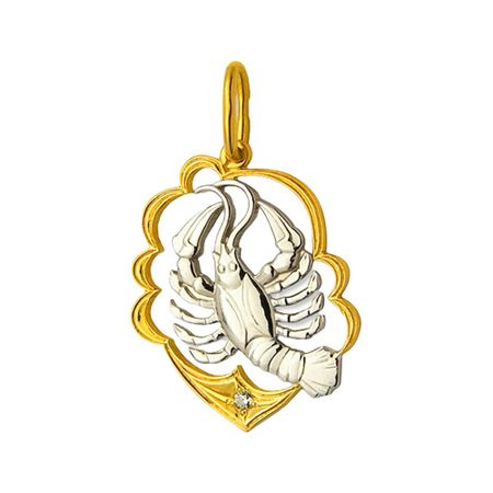 Золотая подвеска с фианитом со знаком зодиака Рак 37990₽