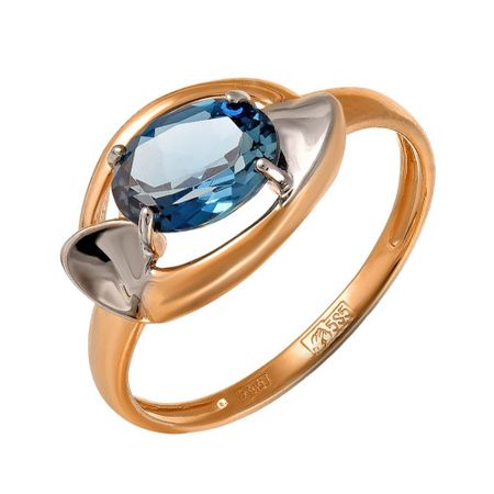 Золотое кольцо с London топазом и родированием 25990₽