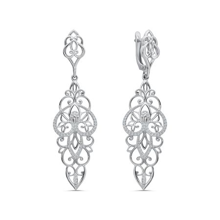 Серебряные серьги с фианитами и родированием 6990₽