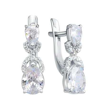 Серебряные серьги с фианитами и родированием 2190₽