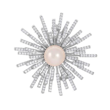 Брошь из серебра с жемчугом и фианитами 5990₽