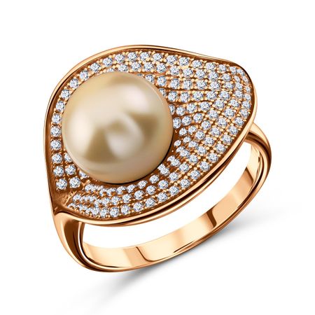 Серебряное кольцо с жемчугом и фианитами 2990₽