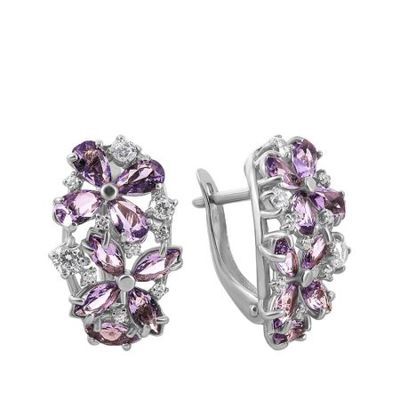 Серьги из серебра с кварцем и фианитами 4490₽