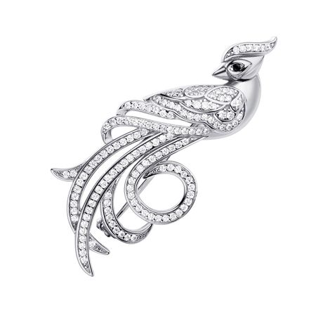 Брошь Павлин из серебра с фианитами 3890₽